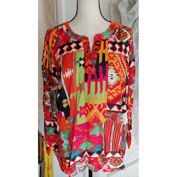 New Womens 3X Blouse Colorful Rayon Light Weight Christian Soriano - Picture 1 of 3